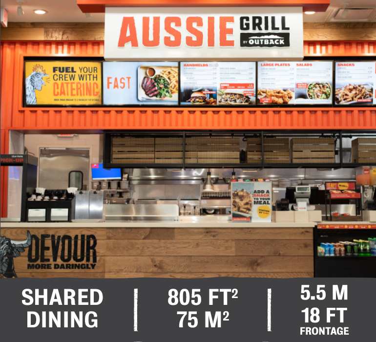 Shared Dining, 803 square ft & 18 fot frontage